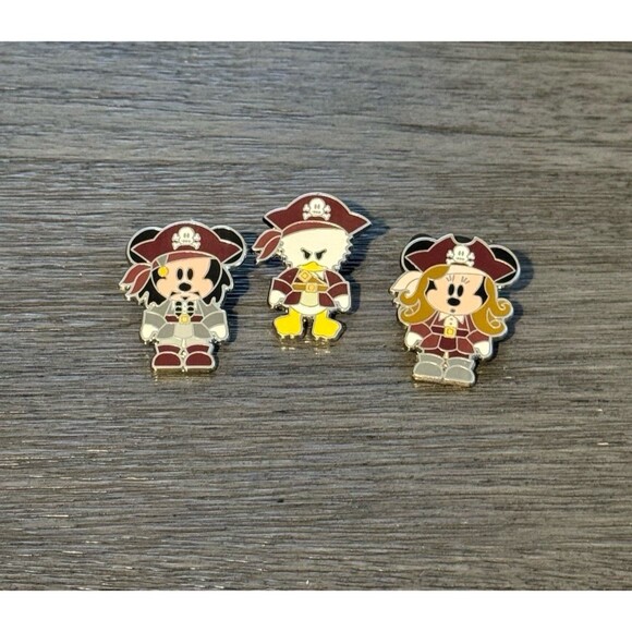 Disney Parks Pirates of the Caribbean Mickey Mouse and Friends Pin Set of 3 - Picture 1 of 2
